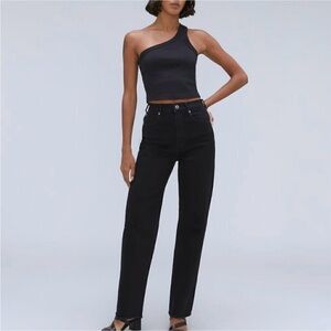 Everlane The Way High Organic Cotton Black Straight Jeans size 27 Long